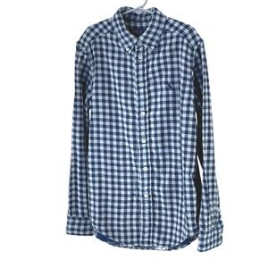 Polo Ralph Lauren Boys Long Sleeve Gingham Plaid Button Shirt Blue White Size M